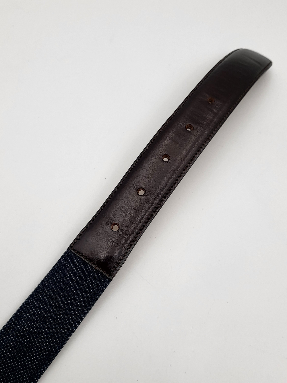 Fendi Dark Denim and Brown Leather Belt with Silver Buckle..Authentic - Picture 3 of 7